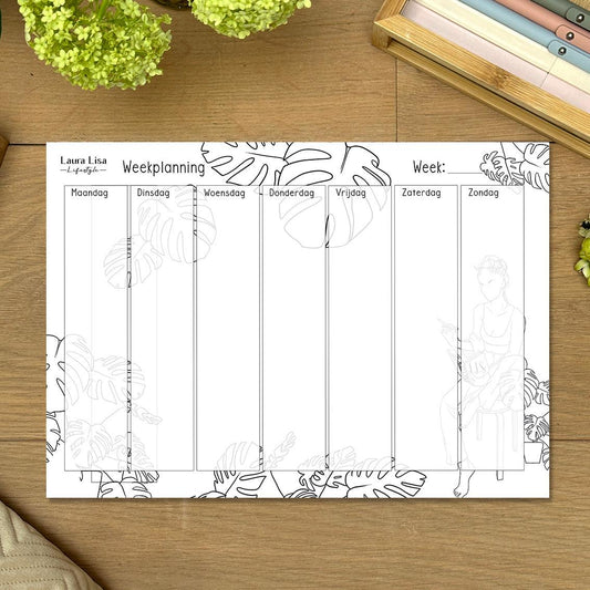 Weekplanning - Fineline: Verfijn je weekplanning met dit notitieblok, voorzien van een verfijnd fineline design. Breng structuur aan in je week en behoud overzicht over je taken met dit elegante notitieblok.