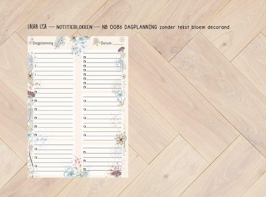 Notitieblok dagplanning gepersonaliseerd bloemen decorand - Laura Lisa Lifestyle